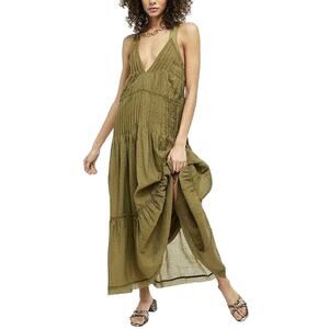 Free People Frankie Pintuck Maxi Dress in Olive